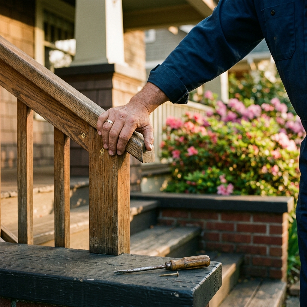 Porch handrail tightened